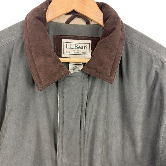 LL Bean Mens Wool Lined Barn Jacket Chore Coat Olive Green Winter Parka sz L - Picture 5 of 16